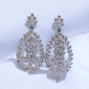 گوشواره طرح جواهر با نگین باگت کد 101